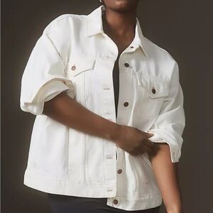 Pilcro & the Letterpress Boyfriend Denim Jacket in White, Size S